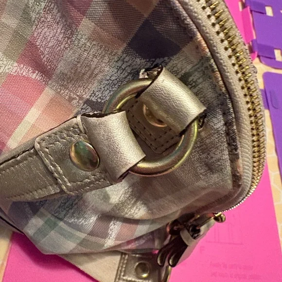 COACH Pink Poppy Plaid Satchel - Picture 16 of 16